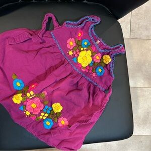 Authentic Mexican Floral Embroidered Purple Dress
